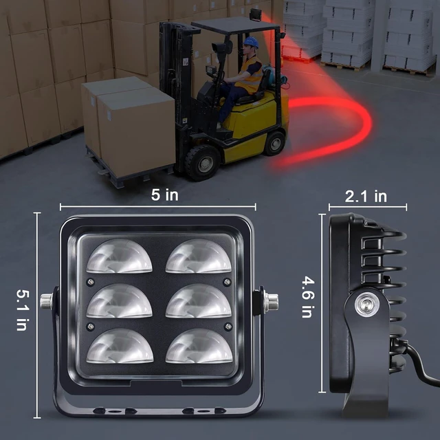 Alt view image 3 of 6 - Forklift Safety Light with Red Arc Warning Zone, 30W DC 10-110V