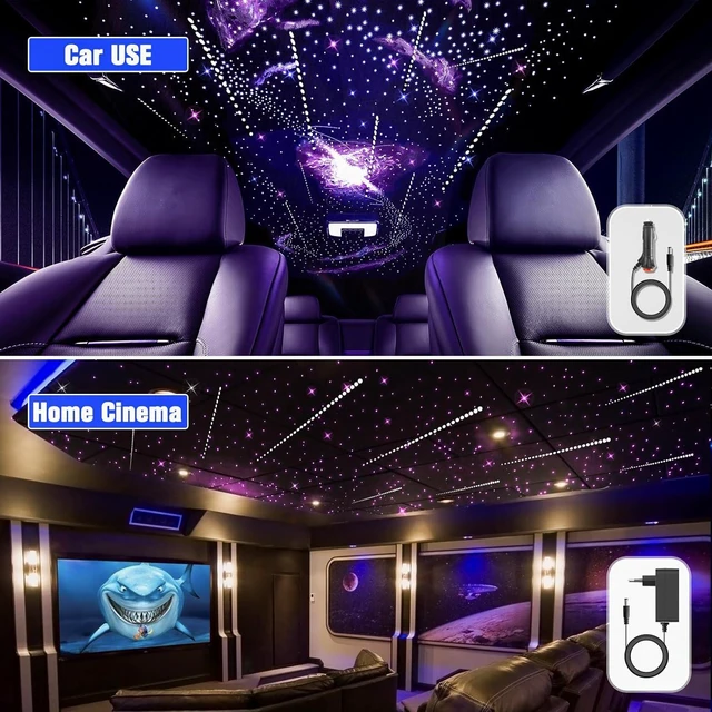 Alt view image 4 of 7 - Meteor 20W Twinkle Starlight Headliner Kit, Star Lights for Car with Bluetooth APP/Remote/Music Mode, Fiber Cable 1000pcs*0.03in*13.1ft+Shooting Star kit for Car Roof & Home Decoration