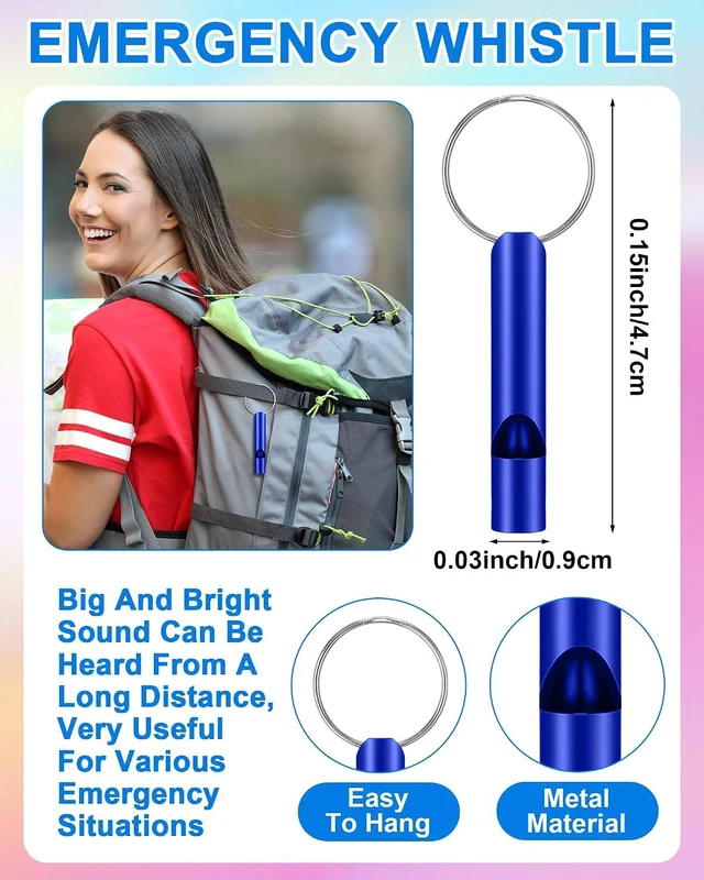 Alt view image 3 of 7 - 60 Pcs Safety Keychain Set for Women Safe Sound Personal Alarms Emergency Whistles Lipstick Holder Keychains Pom Poms Keychains Metal Lobster Claw Clasps with Key Rings Hiking Outdoors Gifts
