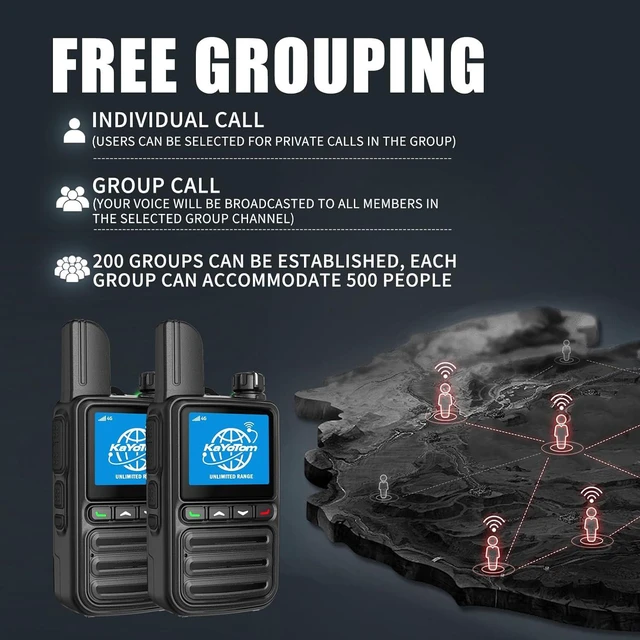 Alt view image 5 of 7 - Lifetime Free Unlimited Range Rapid Global Walkie Talkies PTT Push-to-Talk Over Cellular Nationwide 5000+ Miles POC 4G LTE Handheld Long Range Two Way Radio for Team Management (2Pack and SIM)