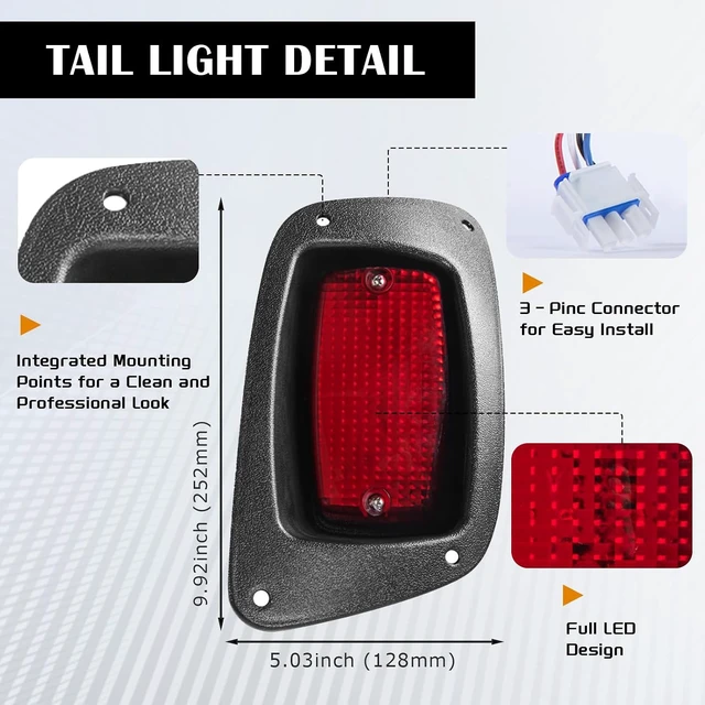Alt view image 5 of 7 - EZGO RXV 2016+ LED Basic Light Kit 48V, 2 LED headlight, 2 LED taillight, 1 Basic wiring harness, instruction & hardware included