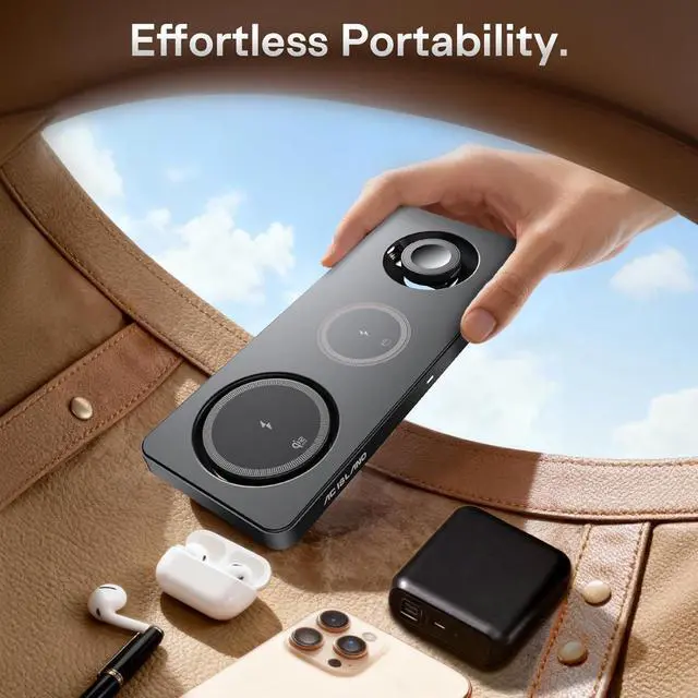 Alt view image 6 of 7 - 5-in-1 Wireless Charger for MagSafe, 25W Foldable Magnetic Stand, Qi2.2 Travel Charging Station for iPhone 17-12 & Air Series, Apple Watch, AirPods, with 65W GaN Adapter