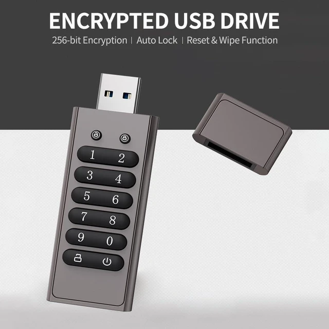 Main image of Encrypted USB Drive Secure Flash Drive 64GB AES256-bit USB 3.0 Hardware Password Memory Stick Aluminum Alloy Shell Flash Disk Automatic Lock U Disk (64, GB)