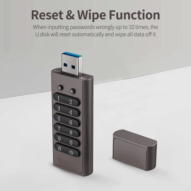 Alt view image 2 of 3 - Encrypted USB Drive Secure Flash Drive 64GB AES256-bit USB 3.0 Hardware Password Memory Stick Aluminum Alloy Shell Flash Disk Automatic Lock U Disk (64, GB)