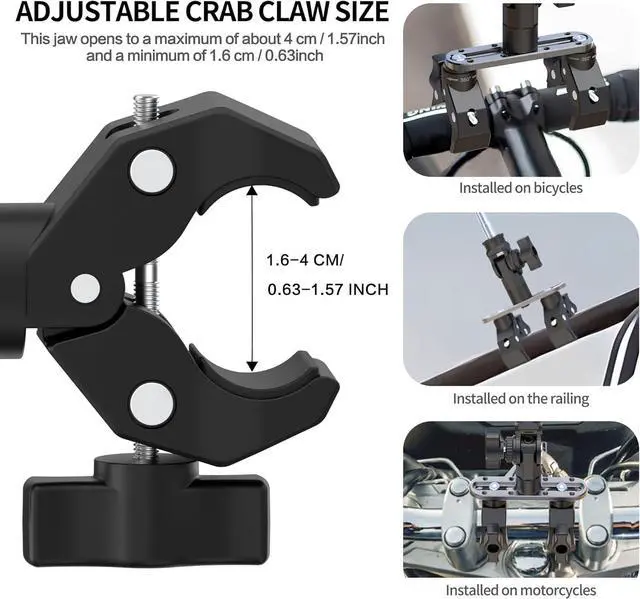 Alt view image 3 of 7 - Universal Super Clamp Camera Mount & Dual Ball Head for Insta360 GoPro | Motorcycle Camera Mount with 360° Dual Ball Head, Ultimate Action Camera Clamp for Bike Handlebar & Tube Expansion.