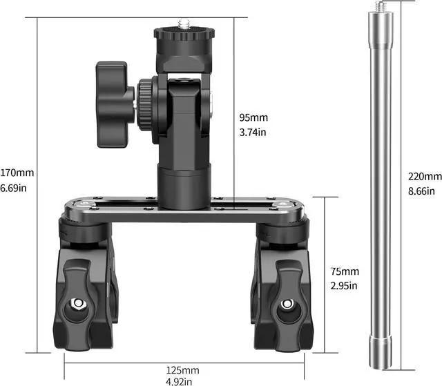 Alt view image 4 of 7 - Universal Super Clamp Camera Mount & Dual Ball Head for Insta360 GoPro | Motorcycle Camera Mount with 360° Dual Ball Head, Ultimate Action Camera Clamp for Bike Handlebar & Tube Expansion.