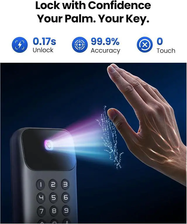 Alt view image 4 of 7 - Lockin Venoris Go Smart Lock with Dual Swappable Batteries Entry Door Handle(Square)