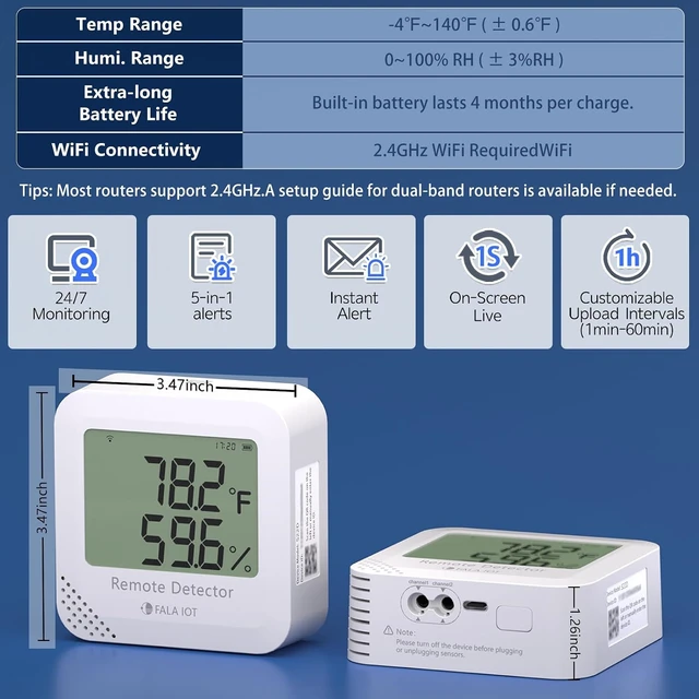 Alt view image 2 of 7 - WiFi Temperature & Humidity Sensor Data Logger, No Subscription