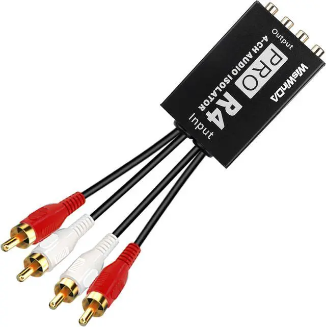 Main image of Pro 4Channels RCA Noise Filter Hum Eliminator Ground Loop Isolator (No Affect Bass) Quality Isolator for HiFi Stereo Home Theater Car Audio Player (Pro X4 4Channels RCA Ground Loop Isolator)