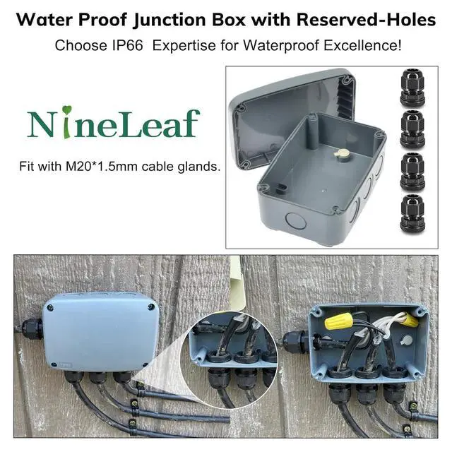 Alt view image 2 of 6 - Outdoor Junction Box, IP66 3 Set Weatherproof Electrical Boxes with 20mm Cable Gland Kit, PVC/ABS Plastic Enclosure Box Universal Watertight 4.9 x 3.3 x 2.3 inch (125x86x62mm)