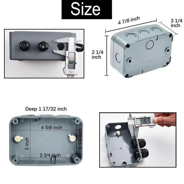 Alt view image 5 of 6 - Outdoor Junction Box, IP66 3 Set Weatherproof Electrical Boxes with 20mm Cable Gland Kit, PVC/ABS Plastic Enclosure Box Universal Watertight 4.9 x 3.3 x 2.3 inch (125x86x62mm)