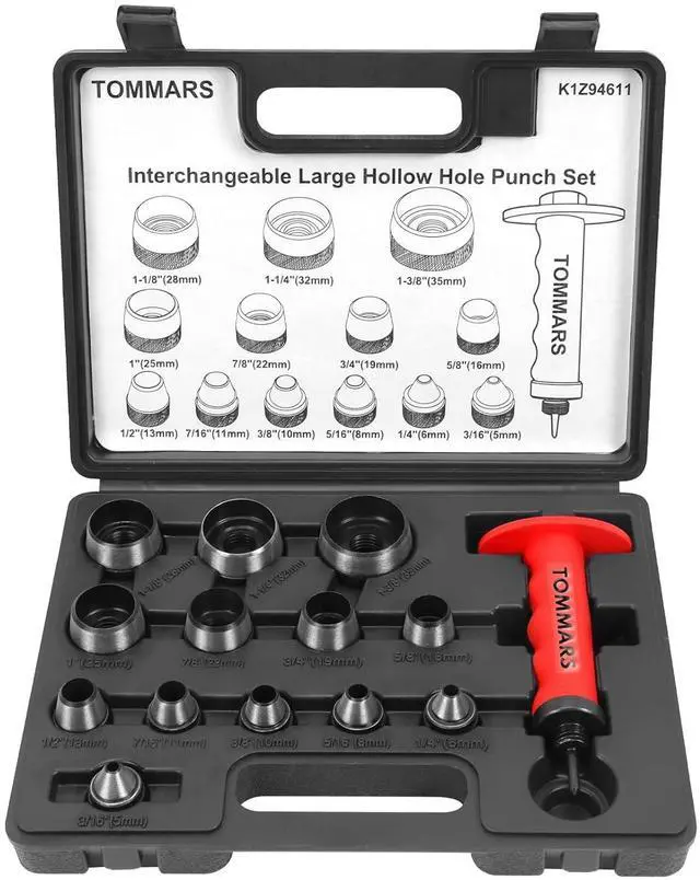Main image of 14-Piece Hollow Punch Set, 5-35 mm (3/16 to 1-3/8 Inch)