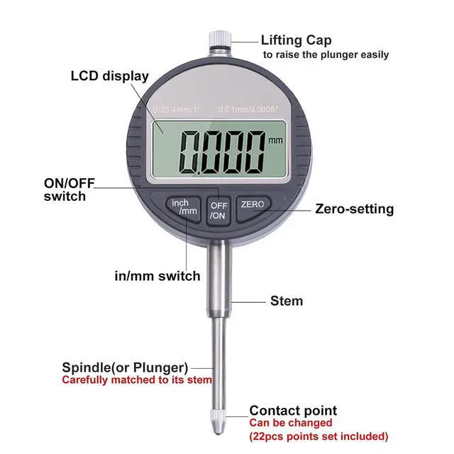 Alt view image 3 of 6 - Electronic Digital Dial Indicator 0-1" / 25.4mm