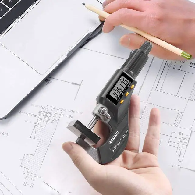 Alt view image 2 of 6 - Outside Micrometer, Ultra-Precision Carbide Tipped Measuring Tool