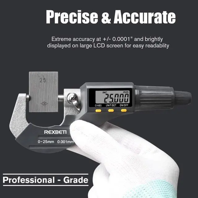 Alt view image 3 of 6 - Outside Micrometer, Ultra-Precision Carbide Tipped Measuring Tool