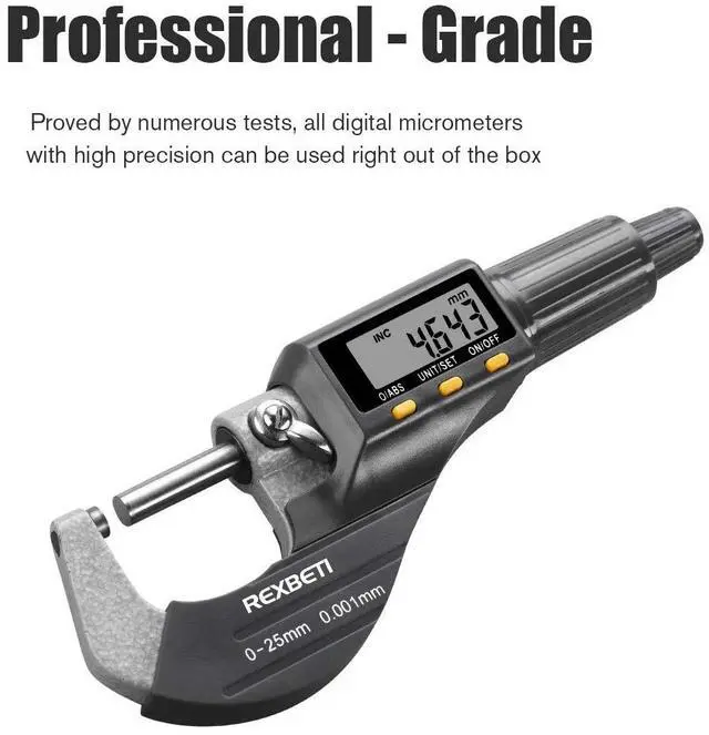 Alt view image 5 of 6 - Outside Micrometer, Ultra-Precision Carbide Tipped Measuring Tool