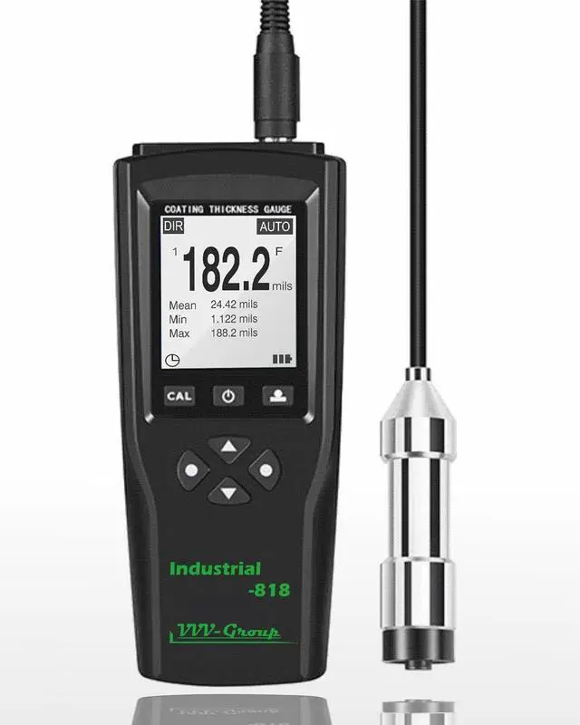 Main image of Coating Thickness Gauge Industrial-818 with External Probe 0197 mil (05000m) Fe / 0120 mil (03000m) NFe, 0.001 mil Resolution, Factory/Zero/Multi-Point Calibration, Memory, PC Connectivity
