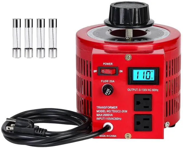 Main image of 2000VA Variable AC Power Supply Voltage Transformer Voltage Regulator Transformer Converter Auto Variable with LCD Display 110V Input 0-130V Output AC Voltage Stabilizer