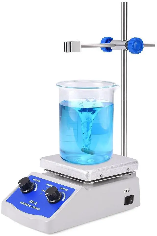 Main image of Magnetic Stirrer Hot Plate Mixer 1000ml Stirring Capacity 5 x 5 inch Max 520°F Hotplate and 100-2000 RPM Stirrer, Stirring Bar & Support Stand Included