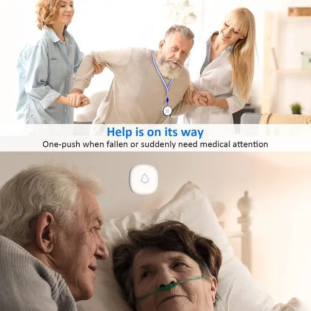 Alt view image 4 of 6 - 3 Pack Wireless Caregiver Pager Panic SOS Call Button with Receiver for Elderly/Patient/Child, 500+ ft Range Attention Pager Alarm Nurse Calling Alert Patient Help Button for Home/Personal