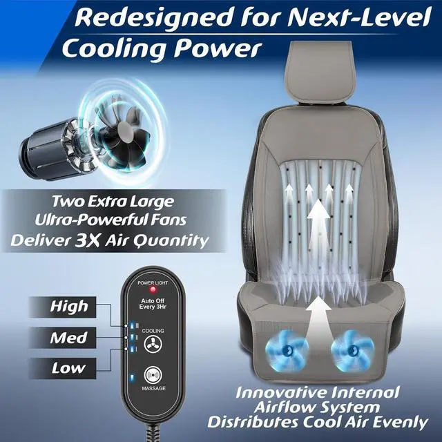 Alt view image 3 of 6 - 2026 Upgraded Cooling Car Seat Cover Front Seat, 12V-24V Ventilated Cooling Car Seat Cushion, Cooled Seat Cover for Car SUV Truck Universal Fit, Stone Grey