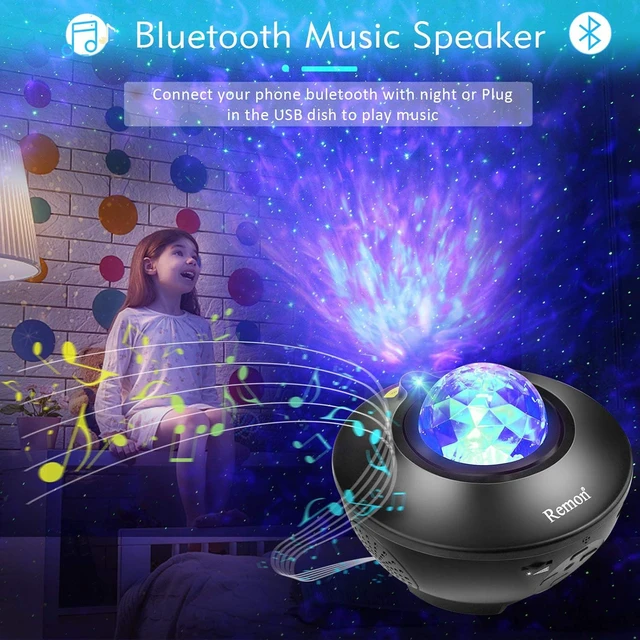 Alt view image 3 of 7 - Star & Galaxy Projector Smart Night Light with 10 Colors, Ocean Wave & Starry Scene Works with Alexa & Google Home, Bluetooth Music Speaker, Valentine Gift for Kids Bedroom