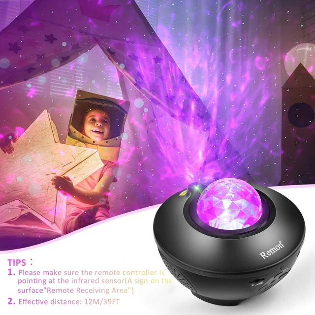 Alt view image 5 of 7 - Star & Galaxy Projector Smart Night Light with 10 Colors, Ocean Wave & Starry Scene Works with Alexa & Google Home, Bluetooth Music Speaker, Valentine Gift for Kids Bedroom