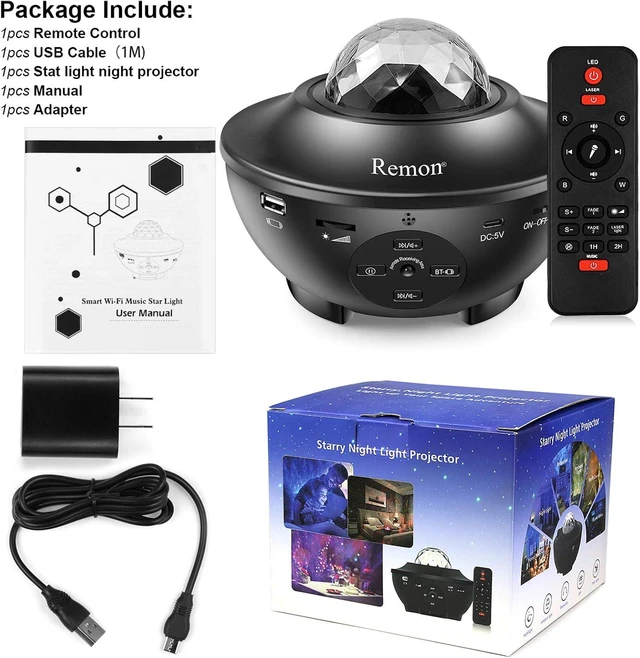 Alt view image 7 of 7 - Star & Galaxy Projector Smart Night Light with 10 Colors, Ocean Wave & Starry Scene Works with Alexa & Google Home, Bluetooth Music Speaker, Valentine Gift for Kids Bedroom