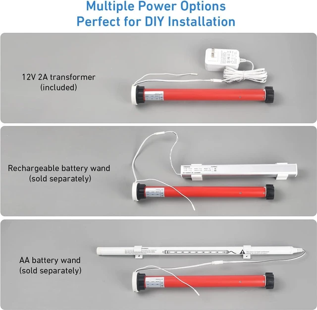 Alt view image 3 of 6 - 12V Roller Shade Motor Kit with Motor, 12VDC 2A Power Supply & Transmitter, Fits 1.5"/38mm Tubes, DIY Motorized Blinds, Smart Home Compatible