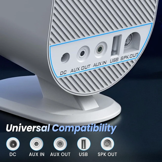 Alt view image 4 of 7 - Bluetooth PC Gaming Speakers 2×15W 2.0CH Stereo with 3 EQ & 6 RGB Modes, AC-Powered Desktop Speakers with Aux/USB/Headphone Port for Laptop/TV, White