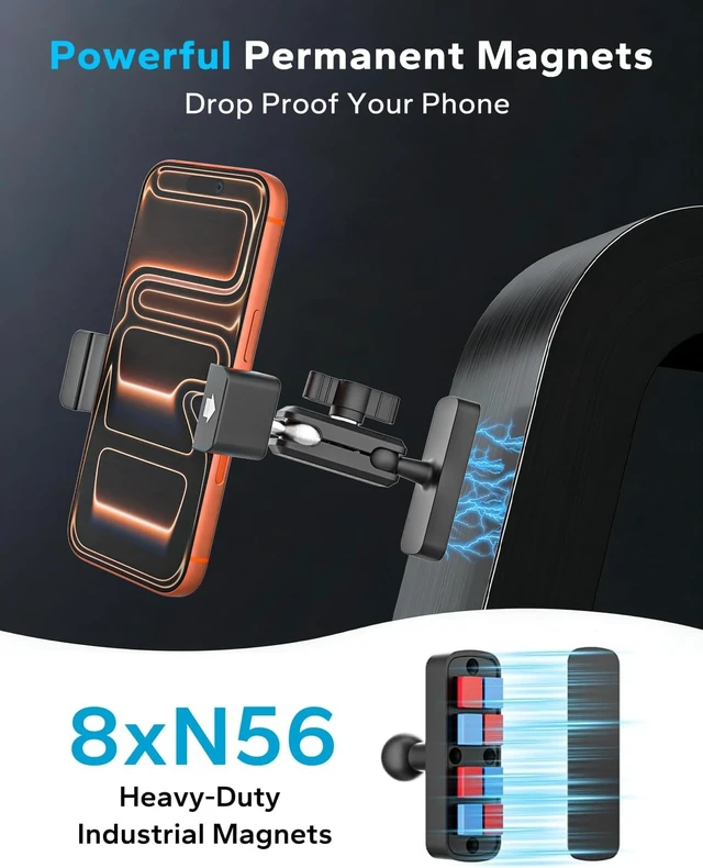 Alt view image 3 of 7 - Upgraded Magnetic Phone Holder for Tractor & Forklift, All-Metal Mount