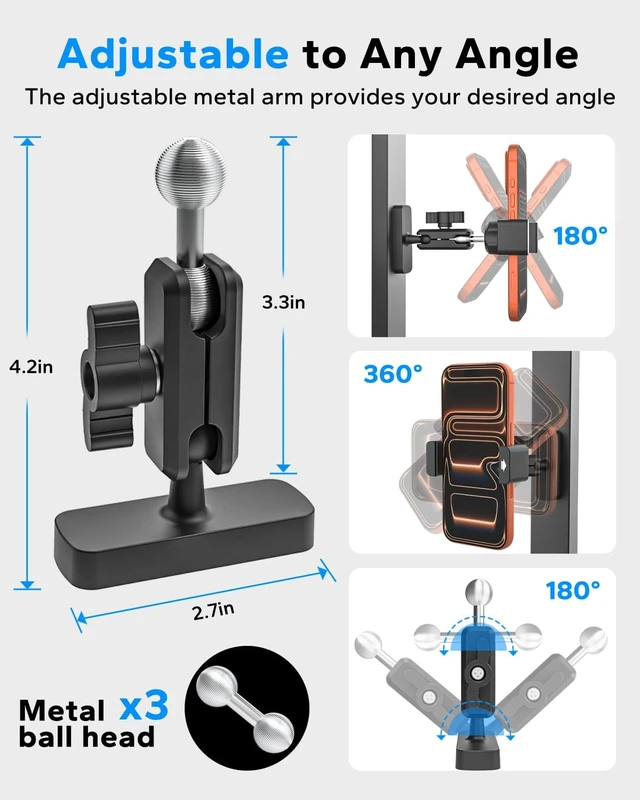 Alt view image 5 of 7 - Upgraded Magnetic Phone Holder for Tractor & Forklift, All-Metal Mount