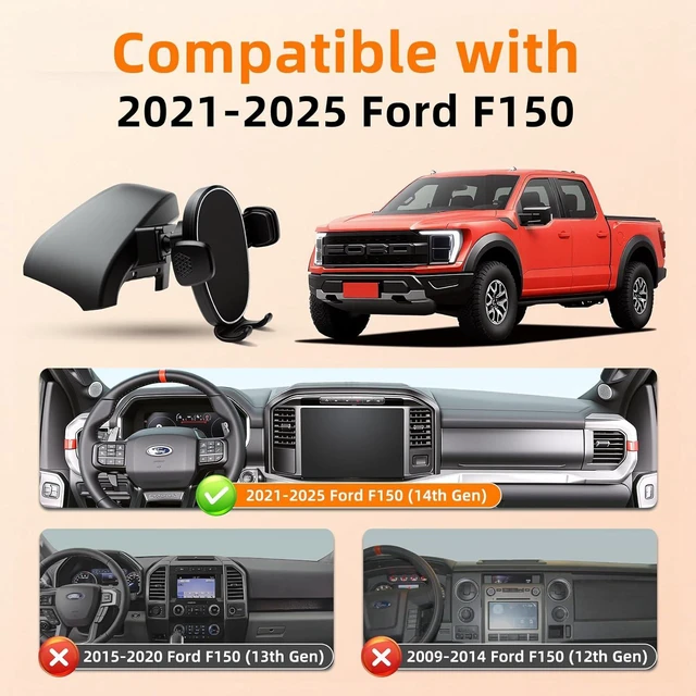 Alt view image 2 of 7 - Phone Holder for F150 (2021-2024 2025, 14th Gen), Dash Phone Mount for Truck, 360° Mobile Holder, Hands Free Automobile Cradlest for iPhone, & Android, Car Gadgets & Accessories for Ford F-150