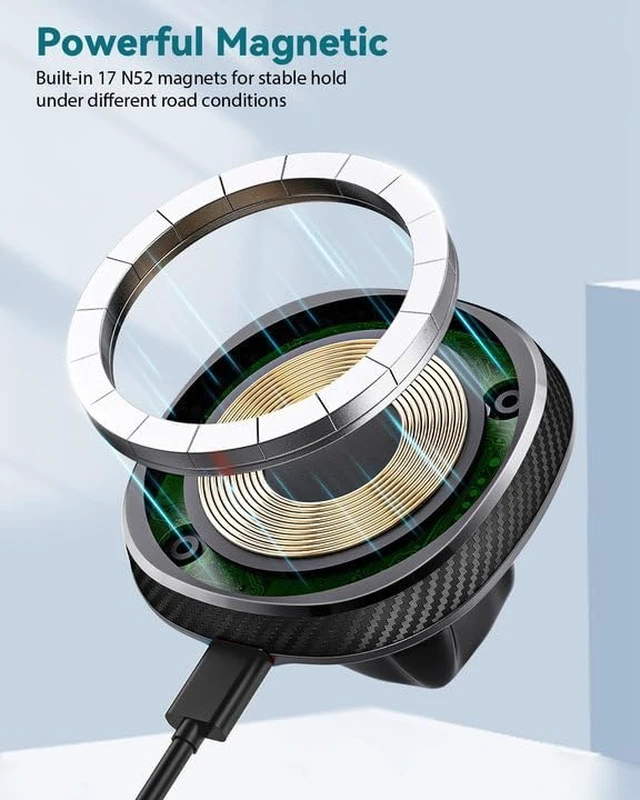 Alt view image 4 of 7 - Cup Holder Phone Charger for Magsafe Wireless Magnetic Car Mount