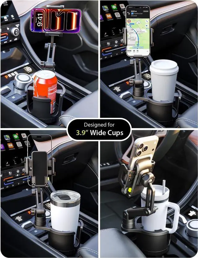 Alt view image 7 of 7 - Cup Holder Phone Mount for Car - TripGrip 2-in-1 Expandable Phone Holder with 360° Rotation & Ultra Stable Folding Support Legs Fits Devices up to 3.5