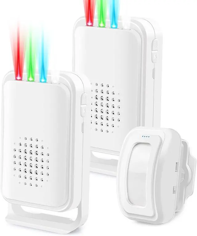 Main image of Motion Sensor Alarm Wireless, Commercial Door Bell for Entry, Wireless Door Chime Entry Alert Commercial, Bed Bell Alarm for Elderly Patient, 4 LED Indicators Vibration 2Receivers 1Sensor