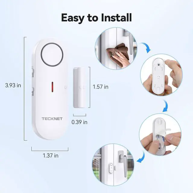 Alt view image 4 of 6 - Door Alarms for Kids Safety, Window Alarm Pool Alarms Door Alarm for Home Security, 2-in-1 Alarm & Chime, 3-Level Volume Control, Wireless Alarm for House Hotel Cars Sheds Caravans (9 Pack)