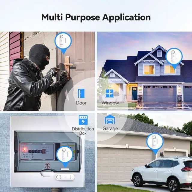 Alt view image 5 of 6 - Door Alarms for Kids Safety, Window Alarm Pool Alarms Door Alarm for Home Security, 2-in-1 Alarm & Chime, 3-Level Volume Control, Wireless Alarm for House Hotel Cars Sheds Caravans (9 Pack)