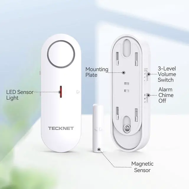 Alt view image 6 of 6 - Door Alarms for Kids Safety, Window Alarm Pool Alarms Door Alarm for Home Security, 2-in-1 Alarm & Chime, 3-Level Volume Control, Wireless Alarm for House Hotel Cars Sheds Caravans (9 Pack)