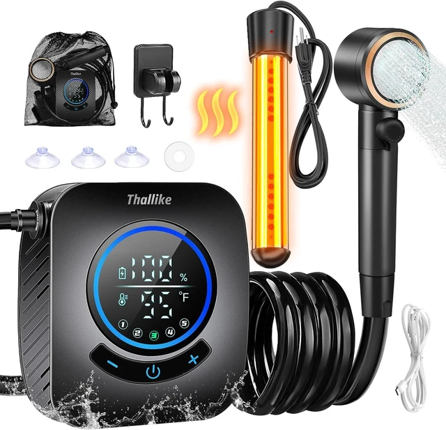 Main image of Upgraded Portable Shower with Heater 1500W Immersion Heat, 8000mAh Rechargeable Pump with LED Display, IPX8 Waterproof Outdoor Kit for Hiking