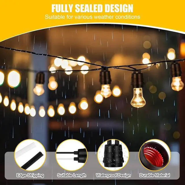 Alt view image 3 of 6 - 50 Pcs Black Pigtail Lamp Holder Light Sockets E26/ E27 Fully Sealed Waterproof Lamp Sockets 250v Temporary Light Bulbs Holder with Wire Cord for Outdoor Garden Patio DIY Illumination