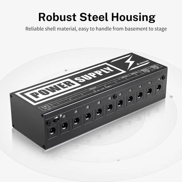 Alt view image 3 of 7 - DP-2 Guitar Pedal Power Supply High Current 10 Isolated DC Output for 9V/12V/18V Effect Pedals