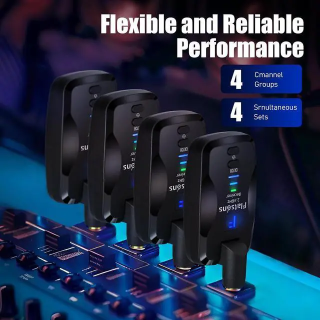 Alt view image 7 of 7 - FW2D Wireless Guitar System Exclusive Mute Plug, 2.4 GHz Wireless Guitar Transmitter Receiver, 10H Working Cordless Guitar Transmitter Rechargeable USB C for Acoustic Electric Guitar Bass Ukulele etc