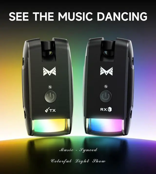Alt view image 5 of 7 - 2026 Upgraded Version RGB Lighting Wireless Guitar System, 230-foot Transmission Distance Wireless Guitar Transmitter and Receiver, Guitar Wireless System for Guitars, Basses, Instruments (Black)