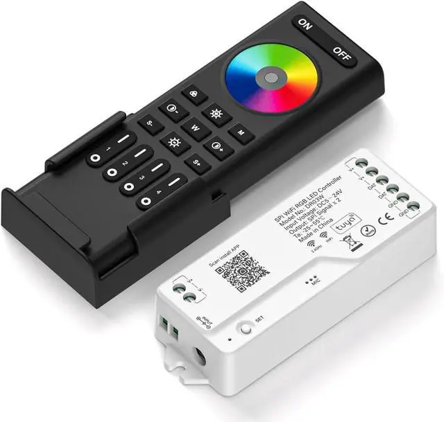 Main image of 2.4G WiFi SPI RGB LED Controller DR03W & RC03RF RF Remote Set | Control by Smart Life/Tuya APP/Alexa/Google Home, Support WS2812B WS2811 WS2813 WS2815 etc LED Strip STA Mode