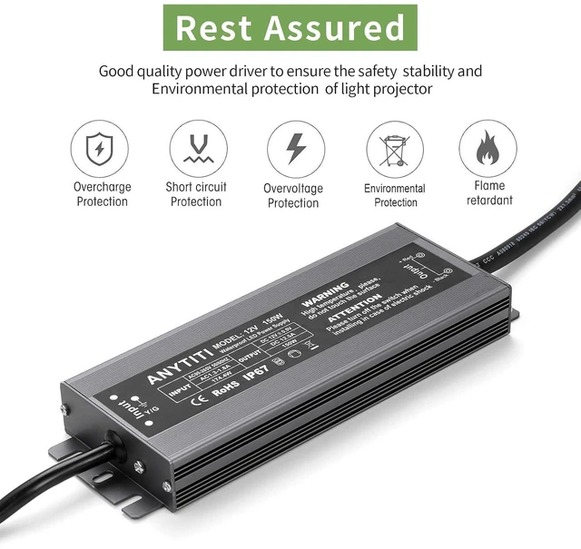 Alt view image 2 of 6 - 150W 12V IP67 Waterproof LED Power Supply for Outdoor LED Lights