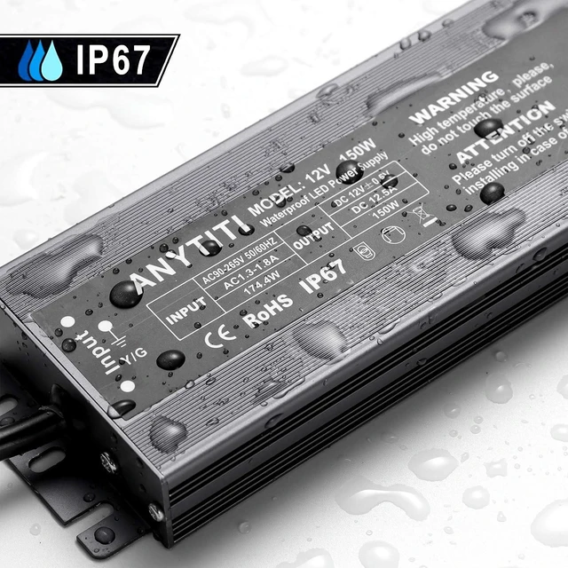 Alt view image 3 of 6 - 150W 12V IP67 Waterproof LED Power Supply for Outdoor LED Lights