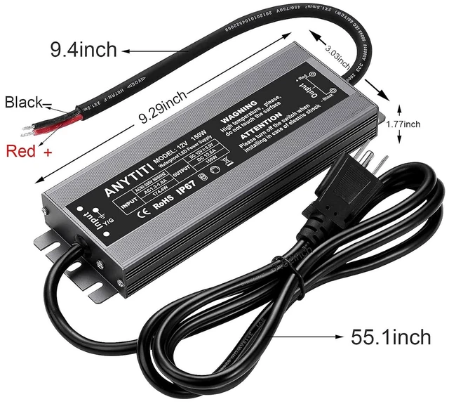 Alt view image 6 of 6 - 150W 12V IP67 Waterproof LED Power Supply for Outdoor LED Lights