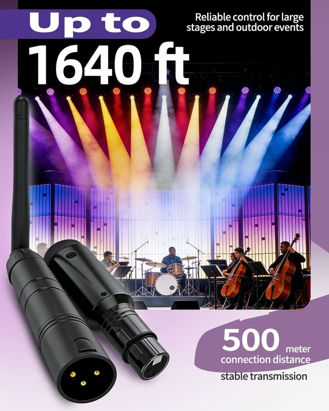 Alt view image 6 of 7 - Wireless DMX512 Transmitter & Receiver Kit 2.4GHz Stage Lighting Control, 1 Transmitter + 3 Receivers, 7 ID Groups, 126 Channels for DJ/Party/Club/Disco