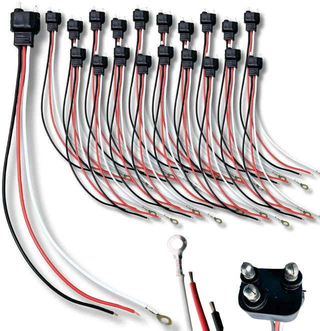 Main image of Molded 3-Prong Truck Trailer Light Pigtail Connector, 3-Wire for Stop/Turn/Tail/Reverse/Brake/Backup, 4" Round 12V, 10" Length (20x)